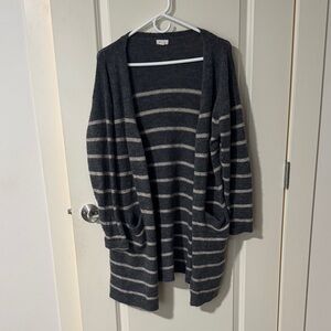 Debut Charcoal and Cream Striped Cardigan